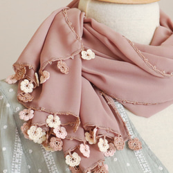 [Resale] OYA crochet Chiffon shawl [MARY] Cocoa Brown 第3張的照片