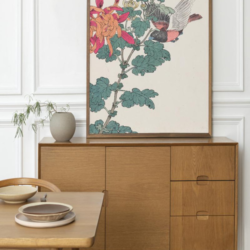 NO.188】菊の花と鳥アートポスター☆浮世絵日本画和室インテリア
