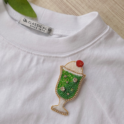 ビーズ刺繍ブローチ【クリームソーダ/レトログラス/メロン