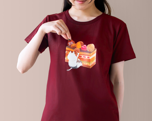 選べるオペラケーキとネコぱんのTシャツ【受注制作】 2枚目の画像