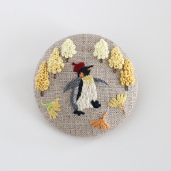 専用　ハンドメイド　刺繍　ペンギン　ポーチ 海開きとペンギン 刺繍ミニポーチ ポーチ Chalet de Pon 通販 15825523