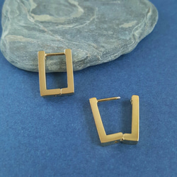 [1ペア] サージカル ステンレス デイリー ピアス ワンタッチ 長方形 スクエア 金属アレルギー対応 3枚目の画像