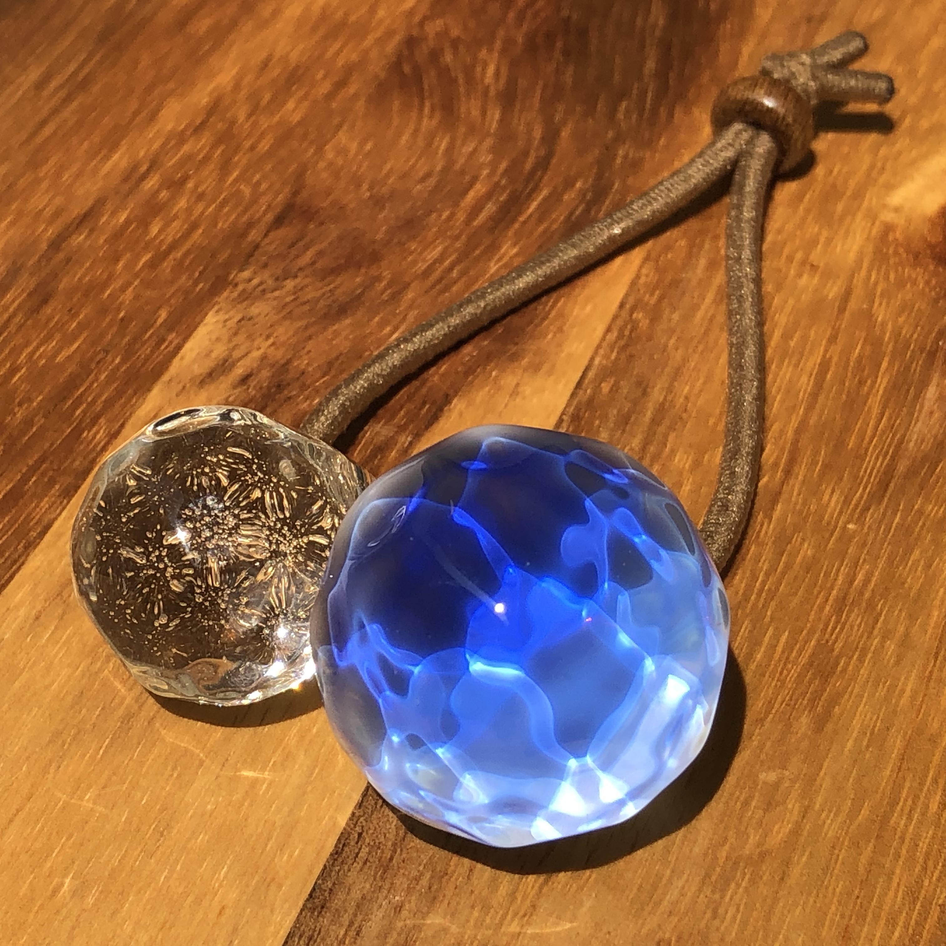 ꫛꫀꪝ硝子の髪飾り★ポンポネグラス★ヘアゴム 「想像の花」blue大きめサイズ ꫛꫀꪝ硝子の髪飾り☆ポンポネグラス☆ヘアゴム 「想像の花