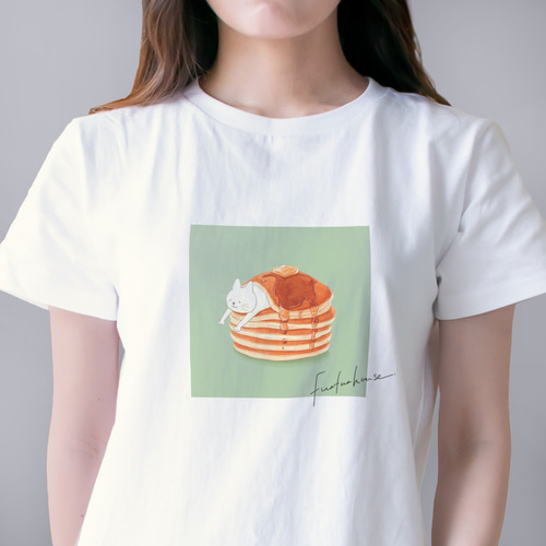 tnewties ノベルティ Tシャツ パンケーキ Sサイズ スイーツTシャツ「ねこパンケーキ」 Tシャツ ｢MessagE｣ 通販 11962762
