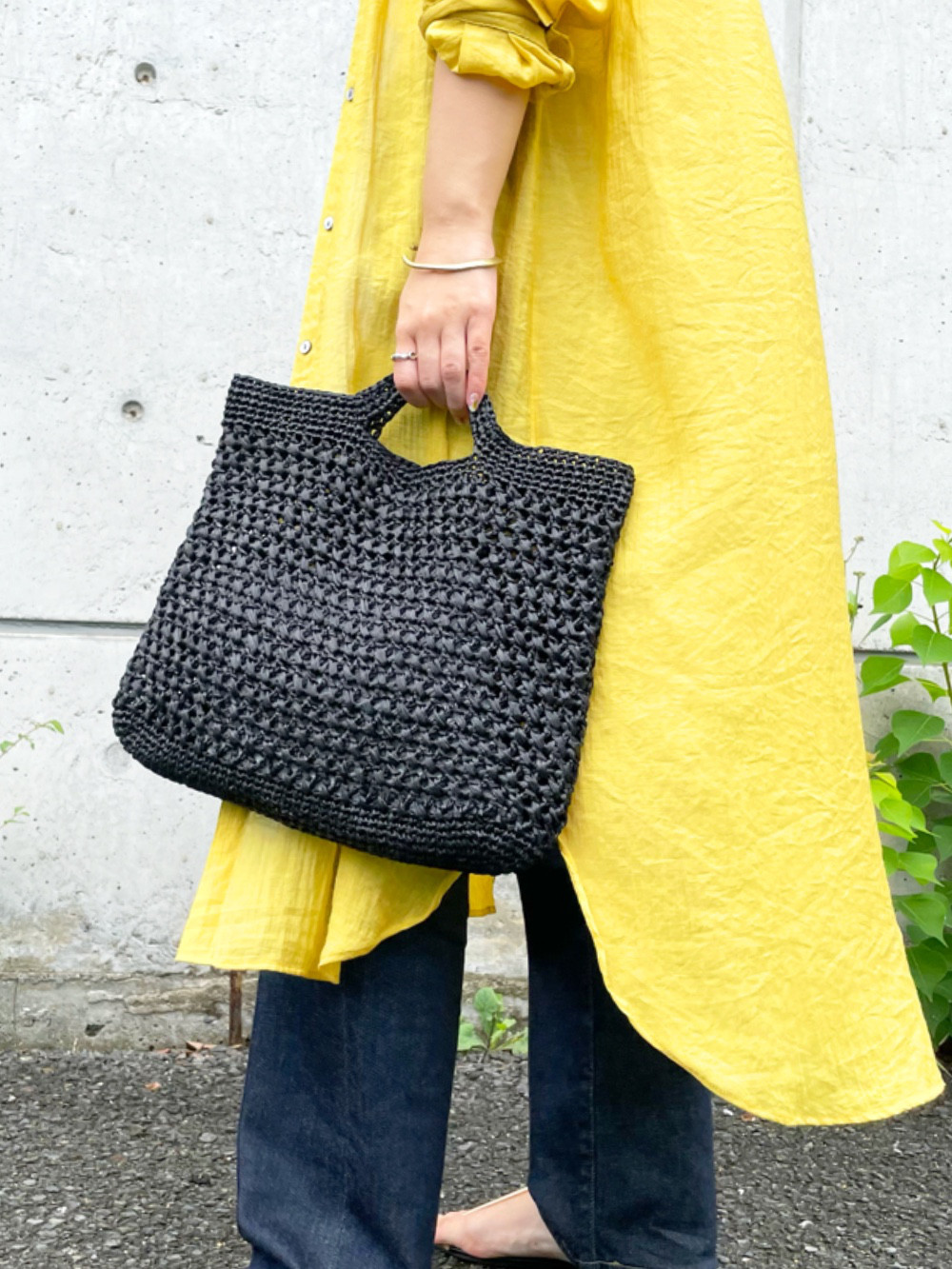 【逸品】 再販売✳︎ 掲載商品】✳︎ スクエアバッグ コットン ブラック バッグ