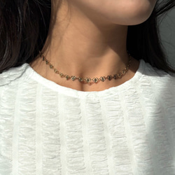 【316L】heart chain choker  necklace/35cm/金属アレルギー対応 2枚目の画像
