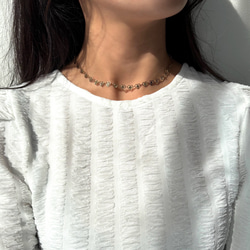 【316L】heart chain choker  necklace/35cm/金属アレルギー対応 3枚目の画像