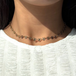 【316L】heart chain choker  necklace/35cm/金属アレルギー対応 1枚目の画像
