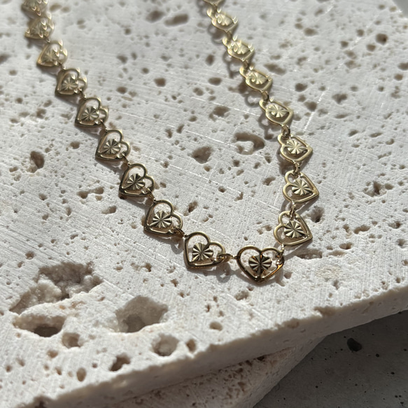 【316L】heart chain choker  necklace/35cm/金属アレルギー対応 5枚目の画像