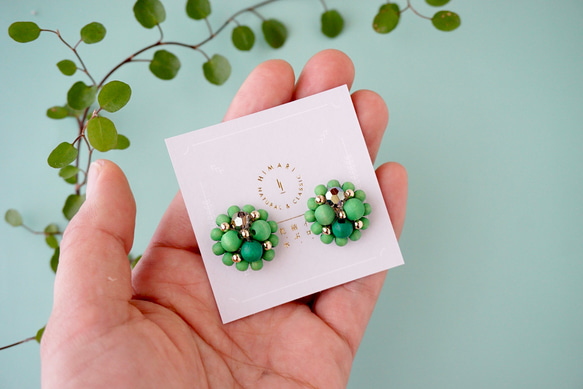 Kinonukumori 耳環/霧面綠/定制 第3張的照片