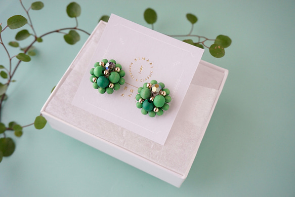 Kinonukumori 耳環/霧面綠/定制 第6張的照片
