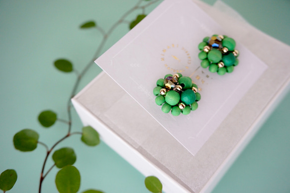 Kinonukumori 耳環/霧面綠/定制 第7張的照片