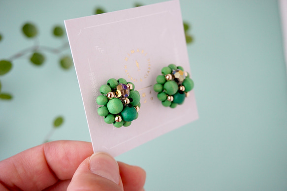 Kinonukumori 耳環/霧面綠/定制 第9張的照片