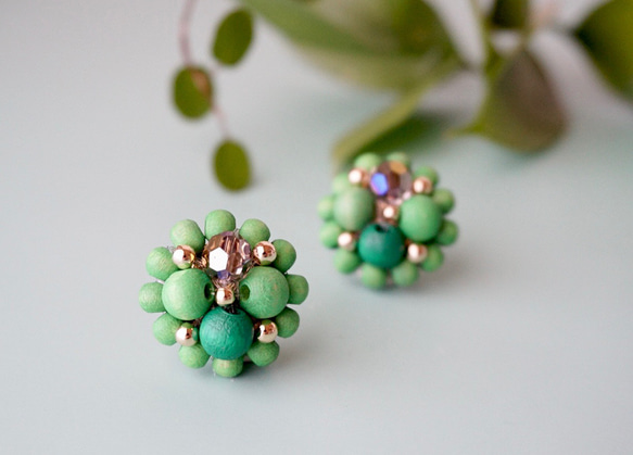 Kinonukumori 耳環/霧面綠/定制 第1張的照片