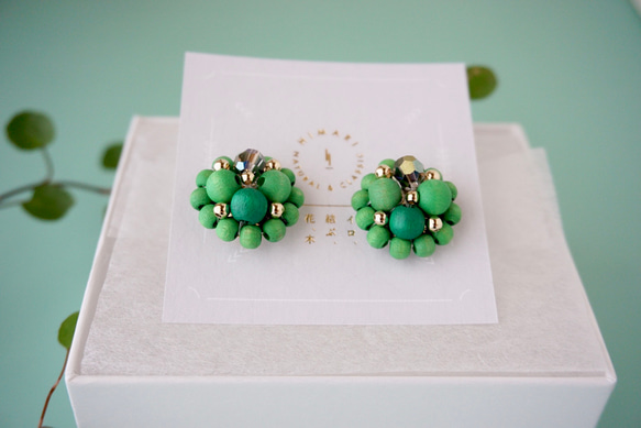 Kinonukumori 耳環/霧面綠/定制 第8張的照片
