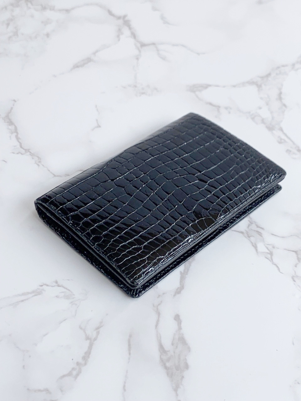 日本製　上質　ベビー　スモールクロコダイル(ポロサス）　センター１匹取り　名刺入れ ・カードケース　エキゾチックレザー
