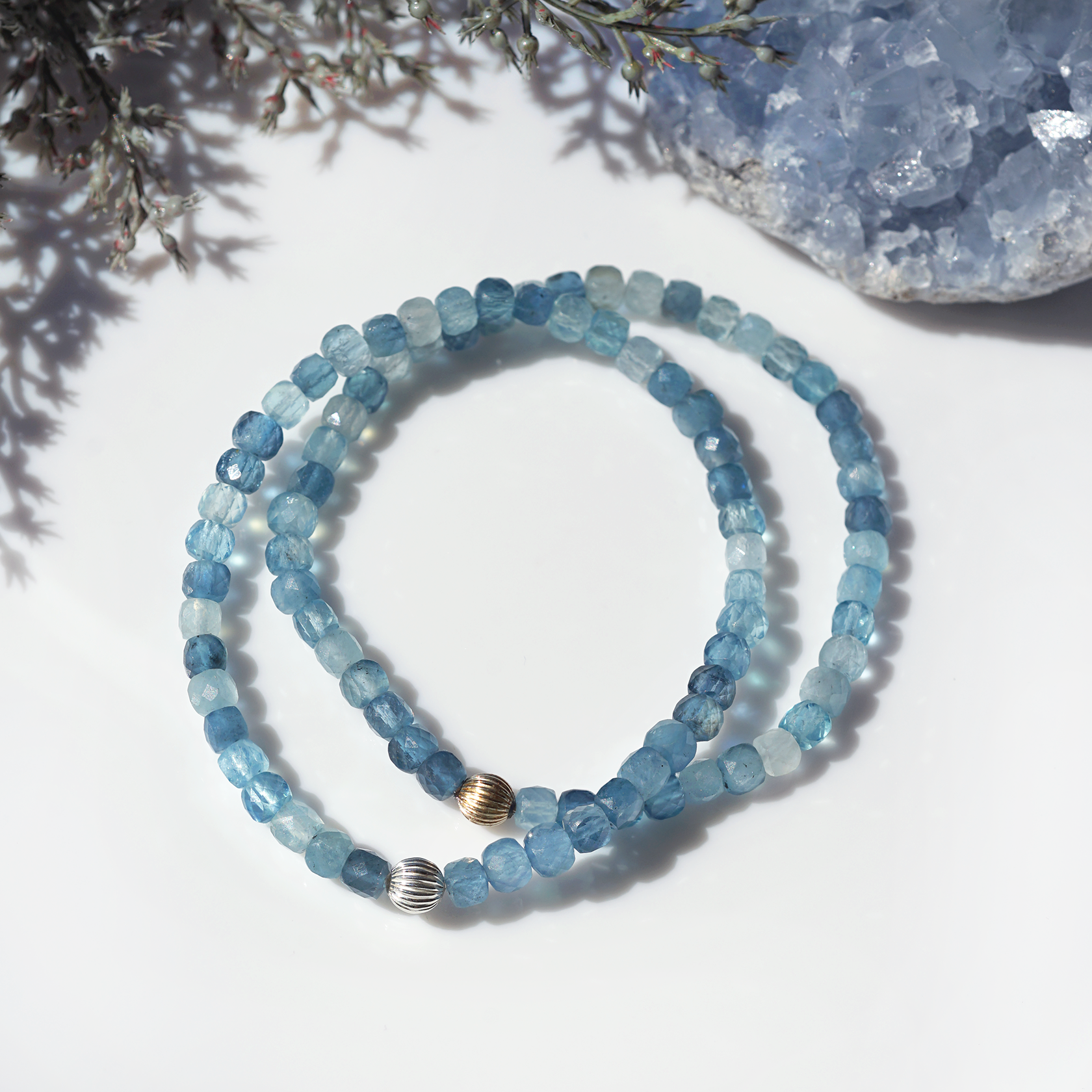 アクアマリンの一連ブレスレット　～Melville