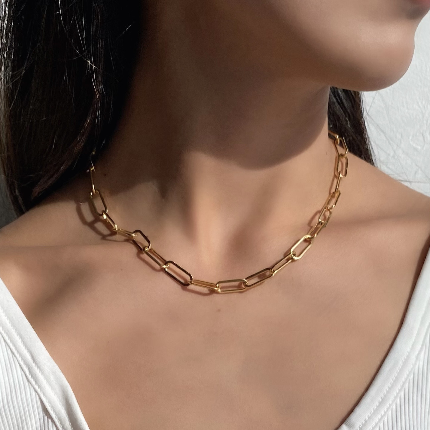 316L】6.5mm chunky necklace/gold/silver/金属アレルギー