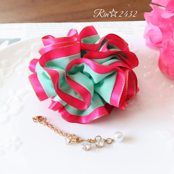 シフォン】フリル感たっぷり☆Wフリルのシュシュ☆ブライト