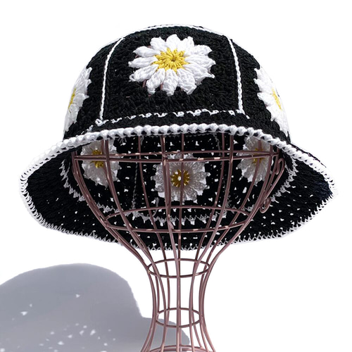 かぎ針】お花モチーフのバケットハット【キッズ・ベビー用