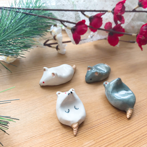 ネズミの箸置きセット /ねずみ ハツカネズミ 干支 箸・箸置き waco