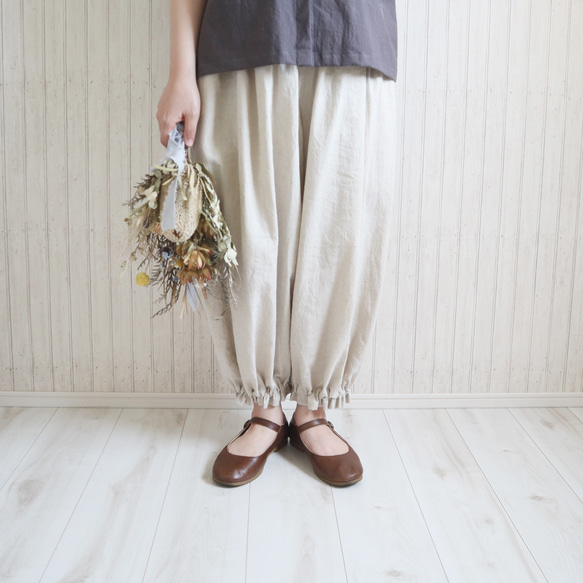 受注製作】ドロワーズパンツ(キナリ)｜ハンドメイド大人服ELLIE