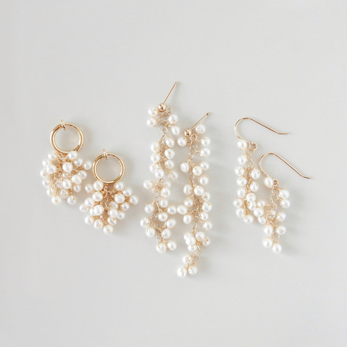 ゆるシャラ〗淡水パールピアス/イヤリング（ロング）14kgf【1417