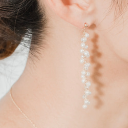 ゆるシャラ〗淡水パールピアス/イヤリング（ロング）14kgf【1417
