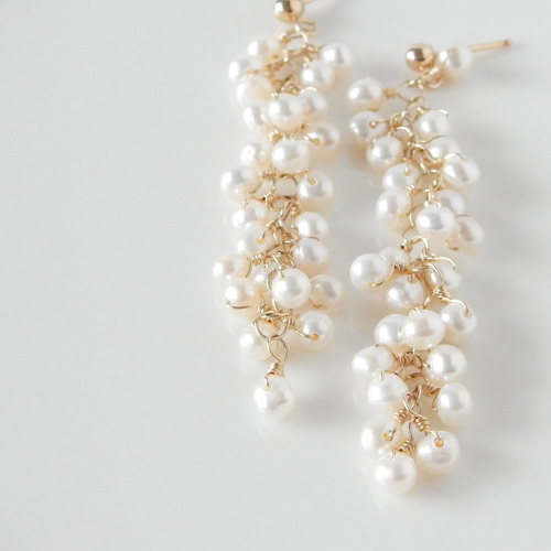 ゆるシャラ〗淡水パールピアス/イヤリング（ロング）14kgf【1417