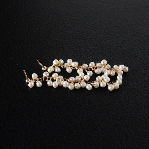 14kgf 淡水パール グラデーション ピアス イヤリング 14kgf 淡水パール グラデーション ピアス イヤリング