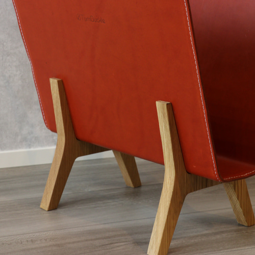 19世紀〜20世紀 マガジンラック ブックスタンド 革装風 × 鋳鉄脚（修復