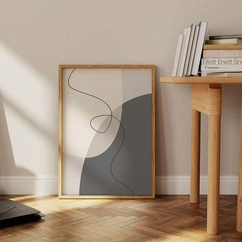 抽象画のポスター / i1422 / ベージュ調の抽象画 花や葉 韓国