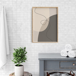 抽象画のポスター / i1422 / ベージュ調の抽象画 花や葉 韓国