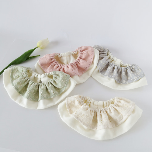 名入れ対応】刺繍ダブルガーゼのふんわり2重フリルスタイ* スタイ