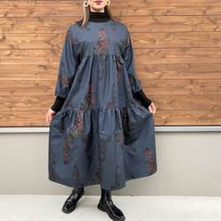 大島紬ティアードワンピース】1点物創作服ミセス40代50代60代