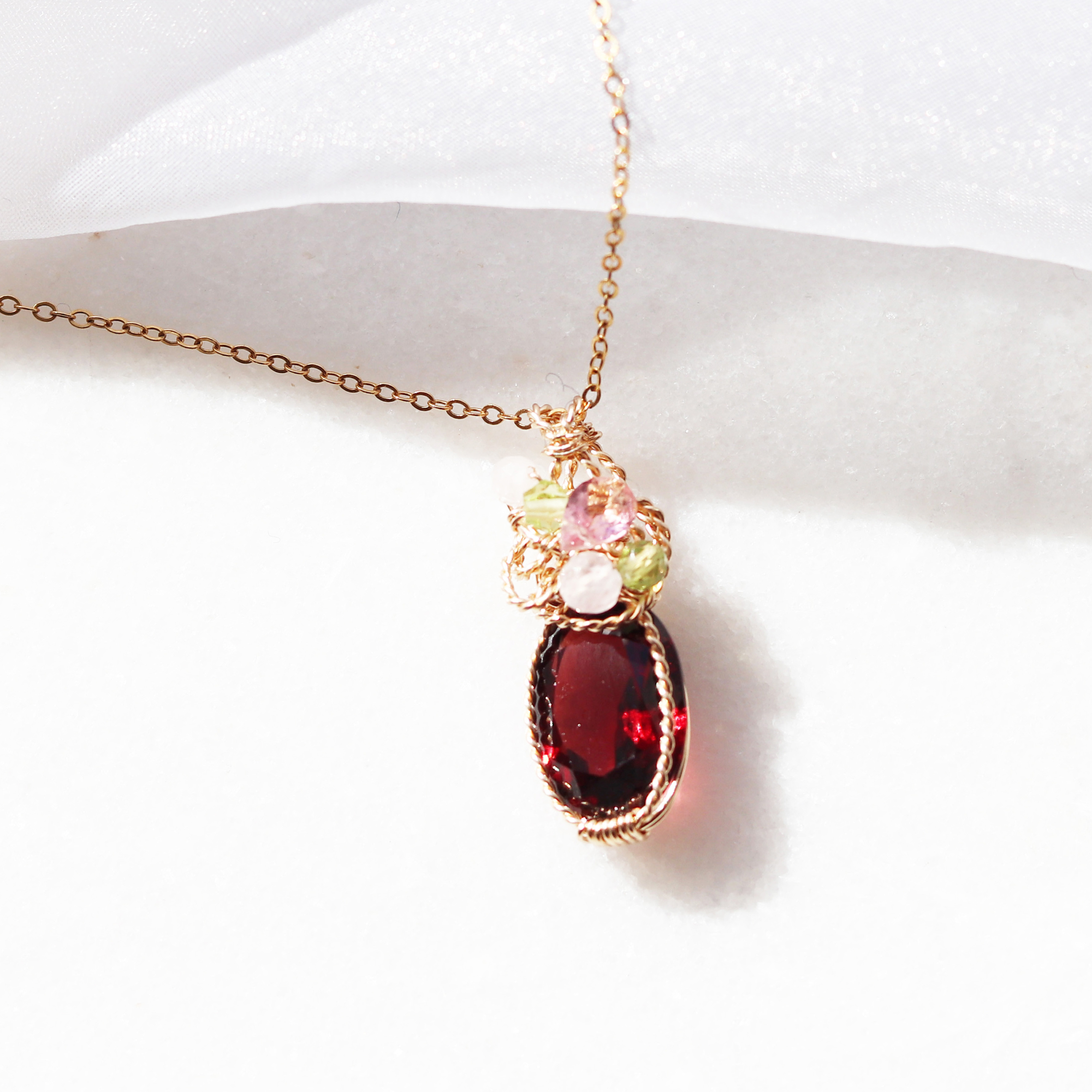 ★再販★ガーネット・ネックレス　天然石ジュエリー　1月の誕生石　【passion】