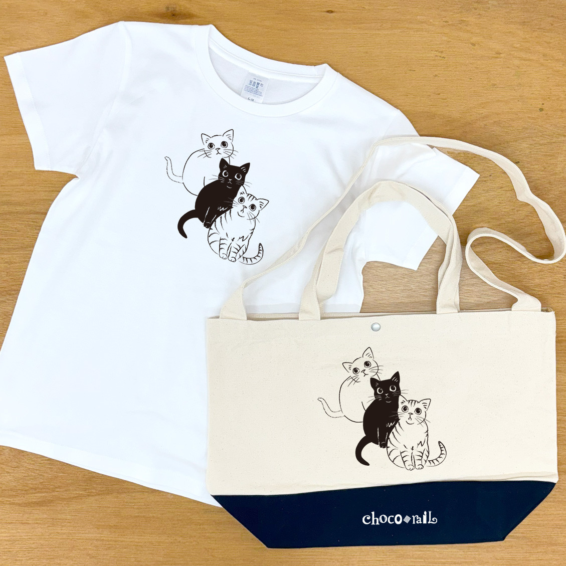 【世界猫の日sail】猫好きさんへ Tシャツ バイカラー 2wey トート セット 送料無料