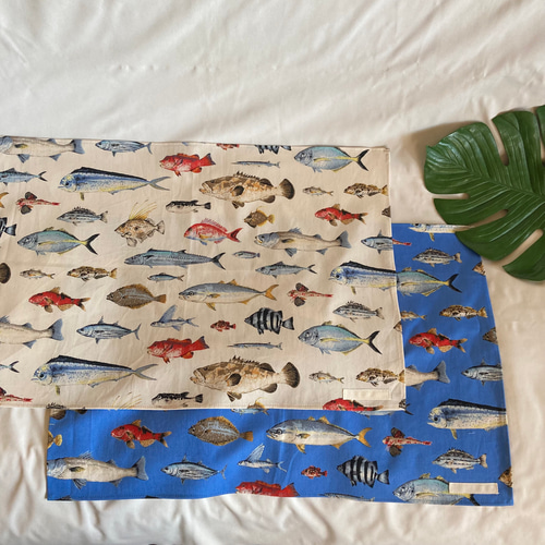 オーダーOK】入園入学大きいランチョンマット40×60☆30お魚図鑑