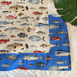 232C 動物図鑑 ブルーグレー ランチョンマット 40×50 小学校 給食ナフ オーダーOK】入園入学大きいランチョンマット40×60☆30お魚図鑑