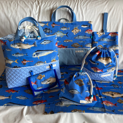 オーダーOK】入園入学大きいランチョンマット40×60☆30お魚図鑑海の