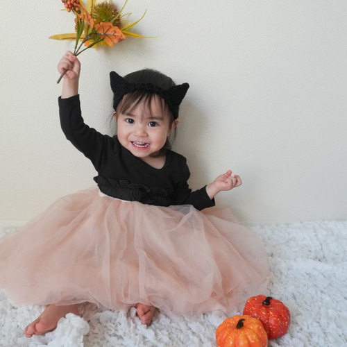 黒猫ちゃんのヘアバンド☆ハロウィン サイズ調整可 ニューボーンフォト