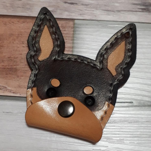 受注製作] 革 犬 キーホルダー キーホルダー 手作り工房 通販