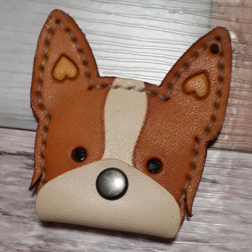 受注製作] 革 犬 キーホルダー キーホルダー 手作り工房 通販