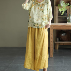 春の福袋 母の日 中華風 ビーズバックル ラミー ブラウス 女性 夏 薄いシャツ コットン ブラウス リネンシャツ 16枚目の画像