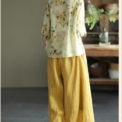 春の福袋 母の日 中華風 ビーズバックル ラミー ブラウス 女性 夏 薄いシャツ コットン ブラウス リネンシャツ 12枚目の画像