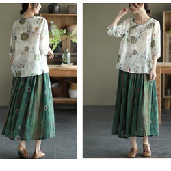 春の福袋 母の日 中華風 ビーズバックル ラミー ブラウス 女性 夏 薄いシャツ コットン ブラウス リネンシャツ 6枚目の画像