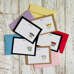 お花のミニカード（5色セット）封筒付き ギフト プレゼント メッセージ 誕生日カード プチギフト おめでとう ありがとう 1枚目の画像