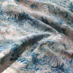 油絵感の花柄 ジャカード織りのブルー厚い生地 [2659] 6枚目の画像