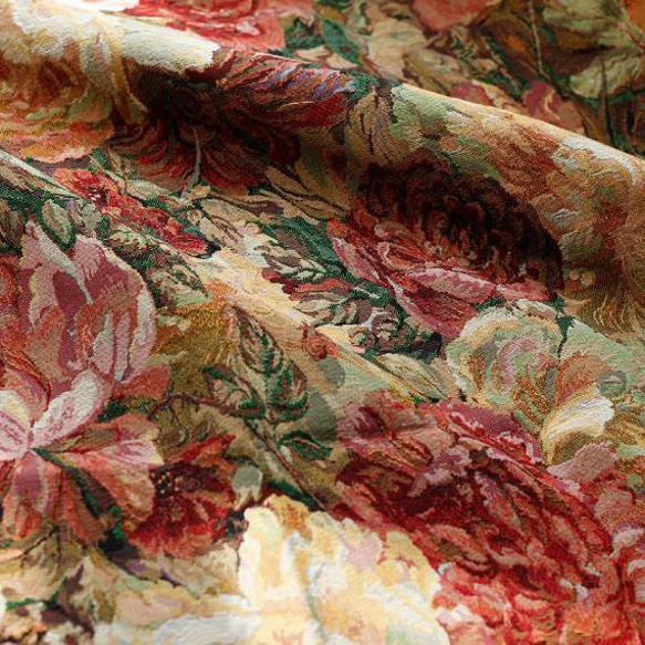 秋色花柄 クラシカル風なジャカード織りの生地 [2721] 5枚目の画像