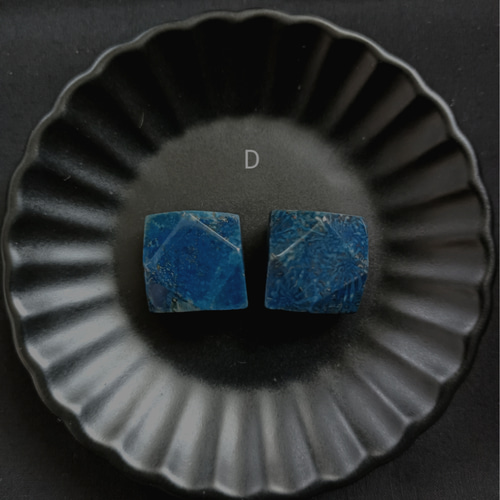 2個※選択可能】フォッシルコーラル 18x18mm ブルー 0001 天然石 mygem